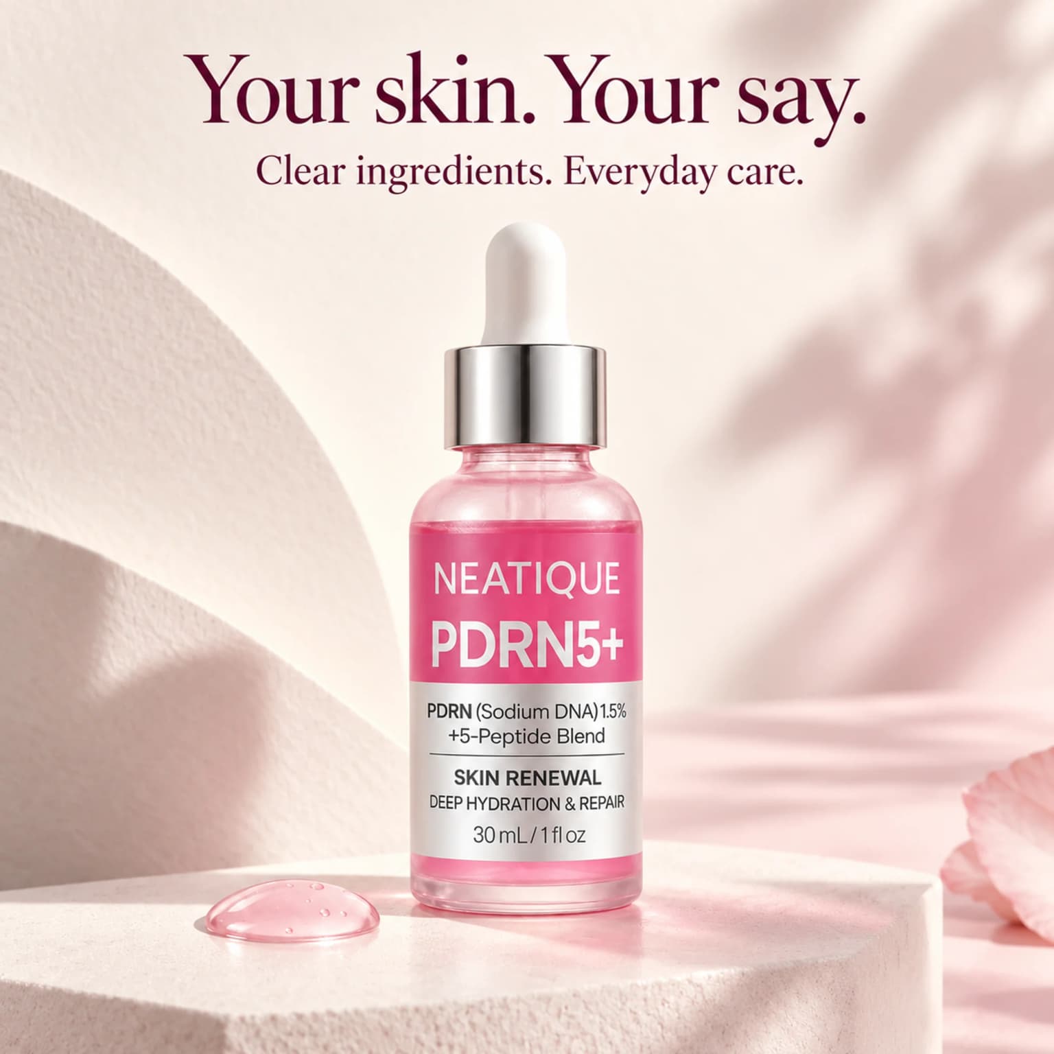 Your skin. Your say. The original PDRN5+ bottle with Q-Seal's clear ingredients and everyday care philosophy. thumbnail 8