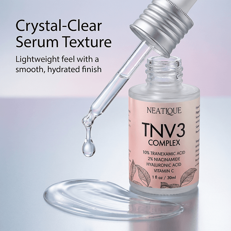 Crystal-clear texture of Neatique TNV3 tranexamic acid and vitamin C serum