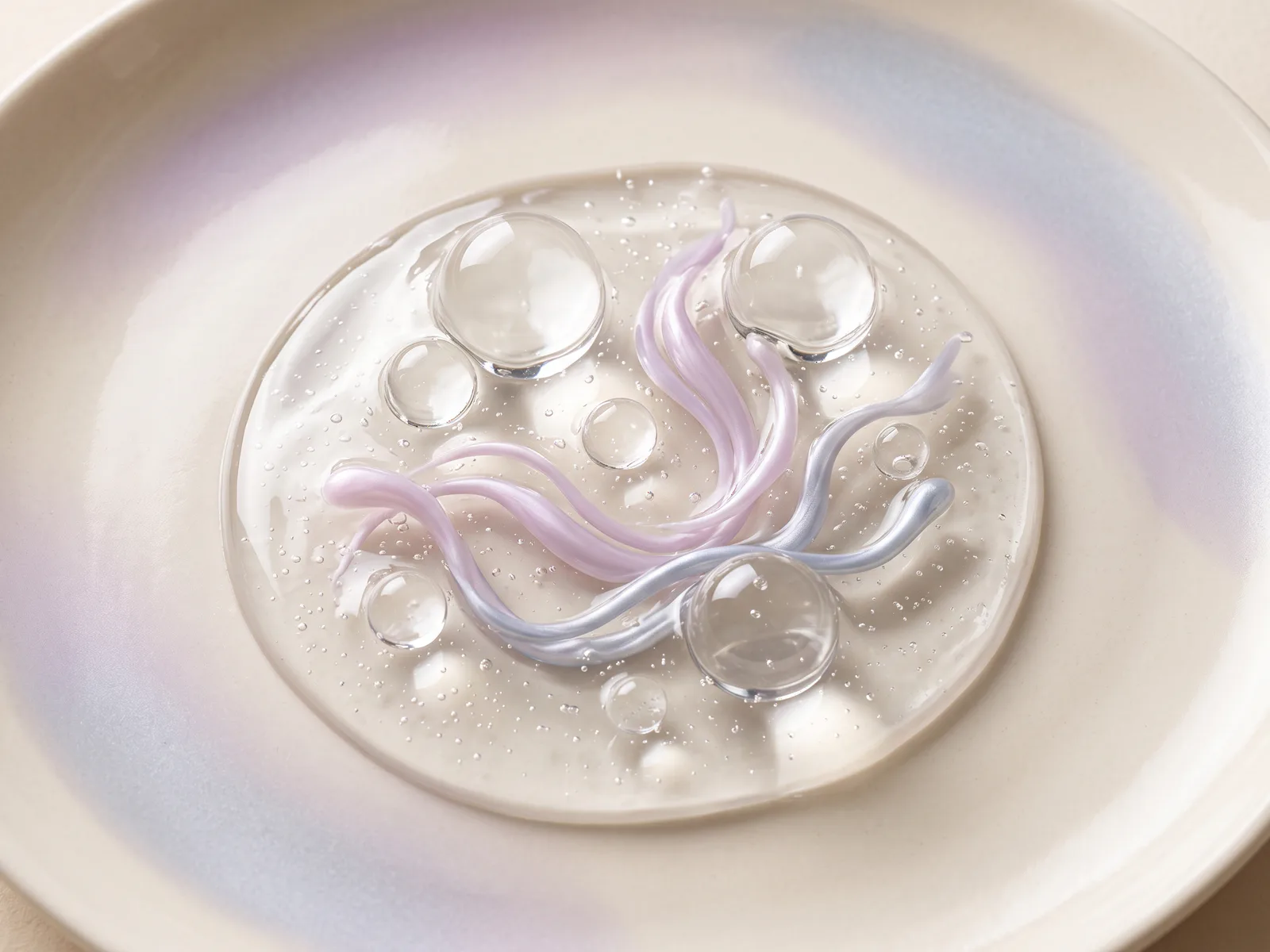 Ingredient-inspired clear water-gel texture and peptide-like ribbons for Neatique NAD+ Collagen Peptide Serum